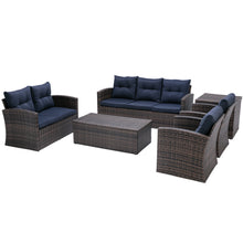 Load image into Gallery viewer, 6 PCS Rattan Sectional Set and table  with storage
