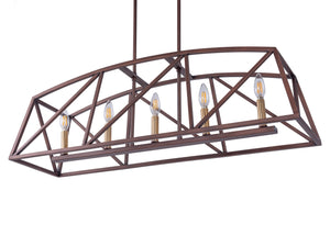 5-Light Architectural Bronze and Soft Matte Brass Kitchen Island Linear Pendant