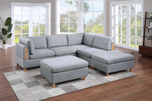 Load image into Gallery viewer, Living Room Furniture Ottoman Light Grey Dorris Fabric 1pc Cushion ottomans Wooden Legs
