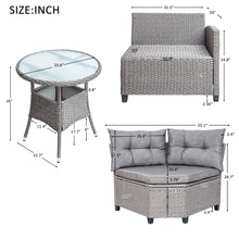 Load image into Gallery viewer, U_style 4 Piece Resin Wicker Patio Furniture Set with Round Table , Gray cushions

