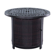 Load image into Gallery viewer, Round Firepit Table with Wicker Base

