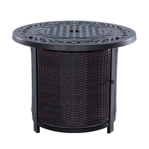 Round Firepit Table with Wicker Base
