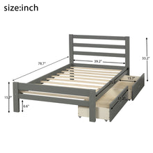 Load image into Gallery viewer, Wood platform bed with two drawers, twin (gray)
