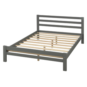Wood platform bed with two drawers, full (gray)