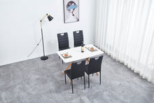 Load image into Gallery viewer, A set of 4 leather dining chairs with cushion and high back, painted metal legs, suitable for dining room, kitchen and living room X4 (BLACK)
