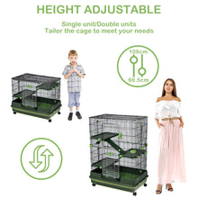 Load image into Gallery viewer, 【VIDEO provided】4-Tier 32 inch Small Animal Metal Cage Height Adjustable with Lockable  Top-Openings Removable for Rabbit Chinchilla Ferret Bunny Guinea Pig ,EVEN FOR HAMSTERS(green)
