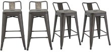 Load image into Gallery viewer, BTEXPERT Industrial 30 inch Rustic Distressed Kitchen Chic Indoor Outdoor Low Back Metal Bar Stool 4PC
