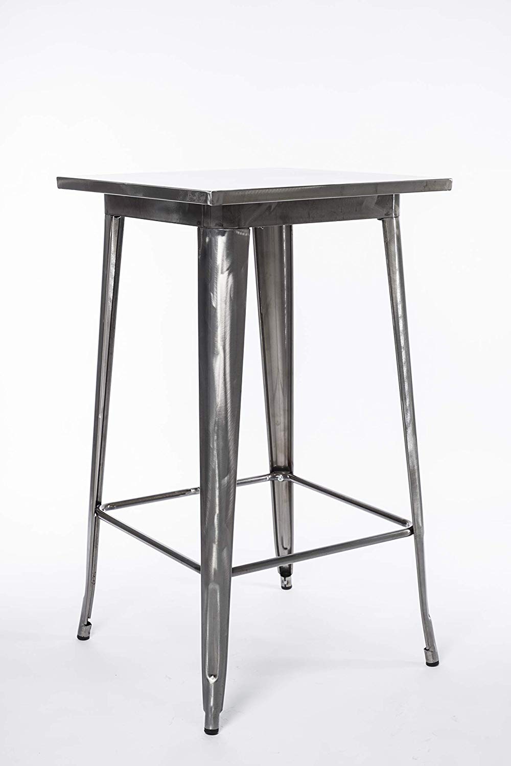 BTExpert Industrial Antique Distressed Rustic Steel Metal Dining Pub Square Table 23.5