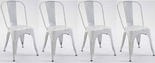 Load image into Gallery viewer, BTExpert Metal White Distressed Chic Indoor Outdoor Stackable Bistro Cafe Dining Side Chairs Set of 4
