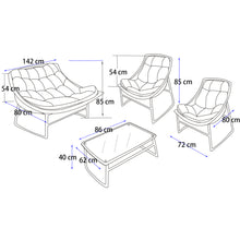 Load image into Gallery viewer, Classic Rattan Sofa Set Outdoor Indoor Garden Patio Furniture 4 PCS(1 loveseat sofa + 2 single sofas + 1 table)
