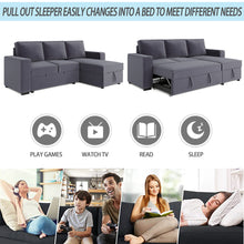 Load image into Gallery viewer, [VIDEO] 91&quot; Reversible Pull out Sleeper Sectional Storage Sofa Bed,Corner sofa-bed with Storage Chaise Left/Right Handed Chaise
