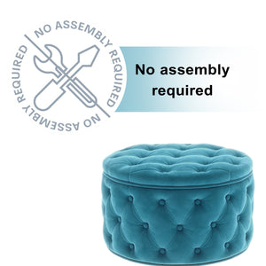 [New] 29.5"Wide Classic Button Tufted Velvet Round Ottoman With Storage Living Room Footrest