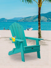Load image into Gallery viewer, TALE Folding Adirondack Chair with Pullout Ottoman with Cup Holder, Oversized, Poly Lumber,  for Patio Deck Garden, Backyard Furniture, Easy to Install,GREEN. Banned from selling on Amazon
