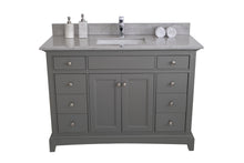 Load image into Gallery viewer, Montary 49 inches bathroom stone vanity top calacatta gray engineered marble color with undermount ceramic sink and single faucet hole with backsplash
