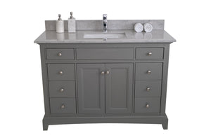 Montary 49 inches bathroom stone vanity top calacatta gray engineered marble color with undermount ceramic sink and single faucet hole with backsplash