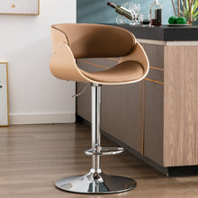 Load image into Gallery viewer, HengMing  Adjustable/Swivel Bar Stool, PU Leather Ecru Bent wood Bar Chair
