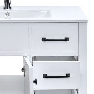36 Inch W White Bathroom Vanity Set with Faucet and Mirror