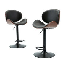 Load image into Gallery viewer, HengMing Bentwood Adjustable  Bar Stools , Upholstered Swivel Barstool, Mix color PU Leather  
  Barstools (Set of 2)
