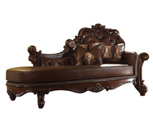 Load image into Gallery viewer, ACME Vendome Chaise &amp; 2 Pillows in PU &amp; Cherry 96491

