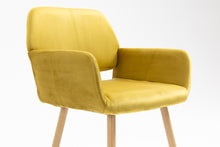 Load image into Gallery viewer, Velet Upholstered Side Dining Chair with Metal Leg(Yellow velet+Beech Wooden Printing Leg),KD backrest
