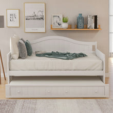 Load image into Gallery viewer, Twin Wooden Daybed with Trundle Bed, Sofa Bed for Bedroom Living Room,White
