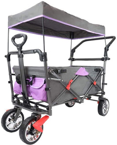 Push & Pull Utility Folding Wagon with Removable Canopy