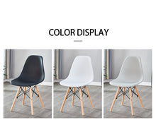 Load image into Gallery viewer, Light Gray simple fashion leisure plastic chair environmental protection PP material thickened seat surface solid wood leg dressing stool restaurant outdoor cafe chair set of 1
