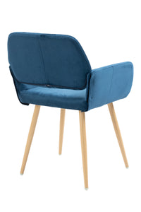 Velet Upholstered Side Dining Chair with Metal Leg(Blue velet+Beech Wooden Printing Leg),KD backrest