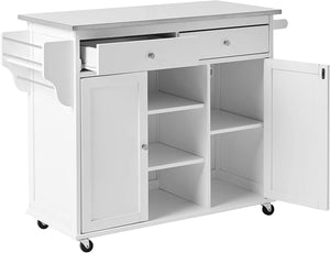 ACME Tullarick Kitchen Cart, Stainless Steel & White 98307