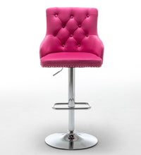 Load image into Gallery viewer, BTExpert Upholstered Dining Adjustable Seat, High Back Stool Bar Chair Pink Tufted Set of 2
