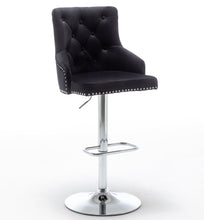 Load image into Gallery viewer, BTExpert Upholstered Dining Adjustable Seat, High Back Stool Bar Chair Black Tufted
