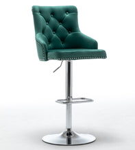 Load image into Gallery viewer, BTExpert Upholstered Dining Adjustable Seat, High Back Stool Bar Chair Green Tufted
