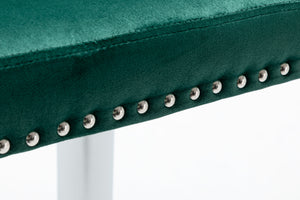 BTExpert Upholstered Dining Adjustable Seat, High Back Stool Bar Chair Green Tufted Set of 2
