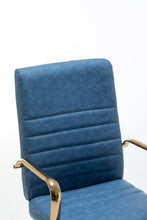 Load image into Gallery viewer, BTExpert Blue Faux Leather Adjustable Home Office Arm Chair Golden Finish
