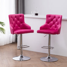 Load image into Gallery viewer, BTExpert Upholstered Dining Adjustable Seat, High Back Stool Bar Chair Pink Tufted, One Stool
