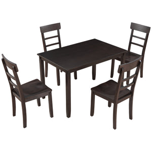 TREXM  5-piece Kitchen Dining Table Set Wood Table and Chairs Set for Dining Room (Espresso)
