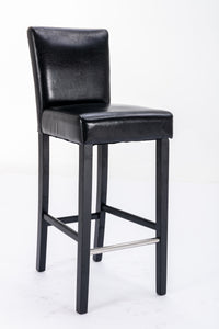 Heng Ming PULeather Upholstered Height Dining Pub Kitchen Counter Chair,Set of 2, Black