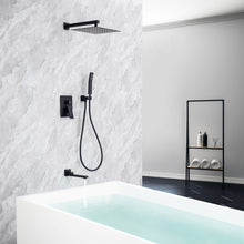 Load image into Gallery viewer, Rainfall 10 inch Shower System Bathroom Luxury Rain Mixer Silver Shower Combo Set Wall Mounted Shower Head Systems with High Pressure Head Hand Held Square Shower Head Polished Chrome Rough-in Valve
