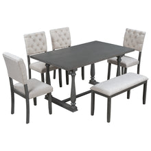 Load image into Gallery viewer, TREXM 6-Piece Dining Table and Chair Set with Special-shaped Legs and Foam-covered Seat Backs&amp;Cushions for Dining Room (Gary)
