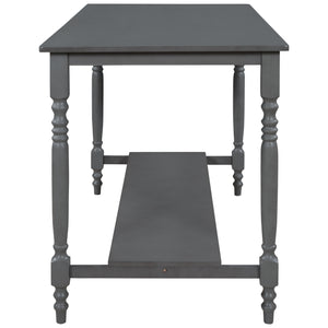 TREXM 6-Pieces Counter Height Dining Table Set Table with Shelf 4 Chairs and Bench for Dining Room (Gray)
