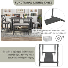 Load image into Gallery viewer, TREXM 6-Pieces Counter Height Dining Table Set Table with Shelf 4 Chairs and Bench for Dining Room (Gray)
