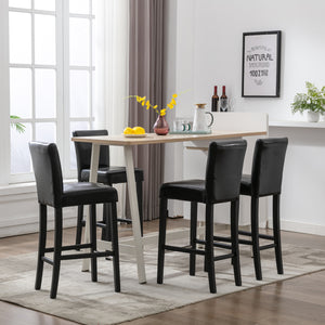 Heng Ming PULeather Upholstered Height Dining Pub Kitchen Counter Chair,Set of 2, Black