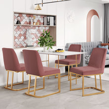 Load image into Gallery viewer, TOPMAX Modern Minimalist Gold Metal Base Upholstered Armless Velvet Dining Chairs Accent Chairs Set of 4, Pink
