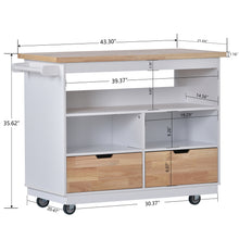 Load image into Gallery viewer, Kitchen Cart Rolling Mobile Kitchen Island Solid Wood Top, Kitchen Cart With 2 Drawers,Tableware Cabinet（White）
