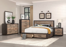 Load image into Gallery viewer, Contemporary Style Bedroom Nightstand Natural Wood Grain Look Two Tone Finish Bed Side Table Faux Wood Veneer
