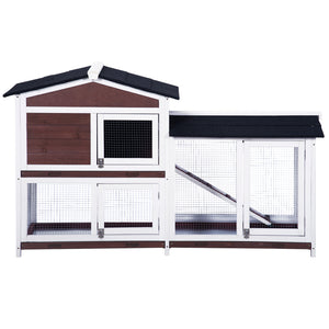 TOPMAX Upgraded Pet Rabbit Hutch Wooden House Chicken Coop for Small Animals, Auburn