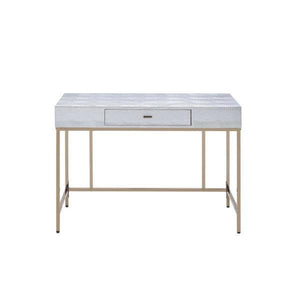 ACME Piety Vanity Desk in Silver PU & Champagne 92425