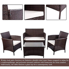 Load image into Gallery viewer, U_Style 4 Piece Rattan Sofa Seating Group with Cushions
