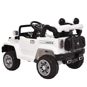 12V Kids Ride On Car Truck, Battery Powered Vehicle with Remote Control, LED Lights, MP3 Music, Horn, Openable Doors, Spring Suspension, Toy Gift for Children, White
