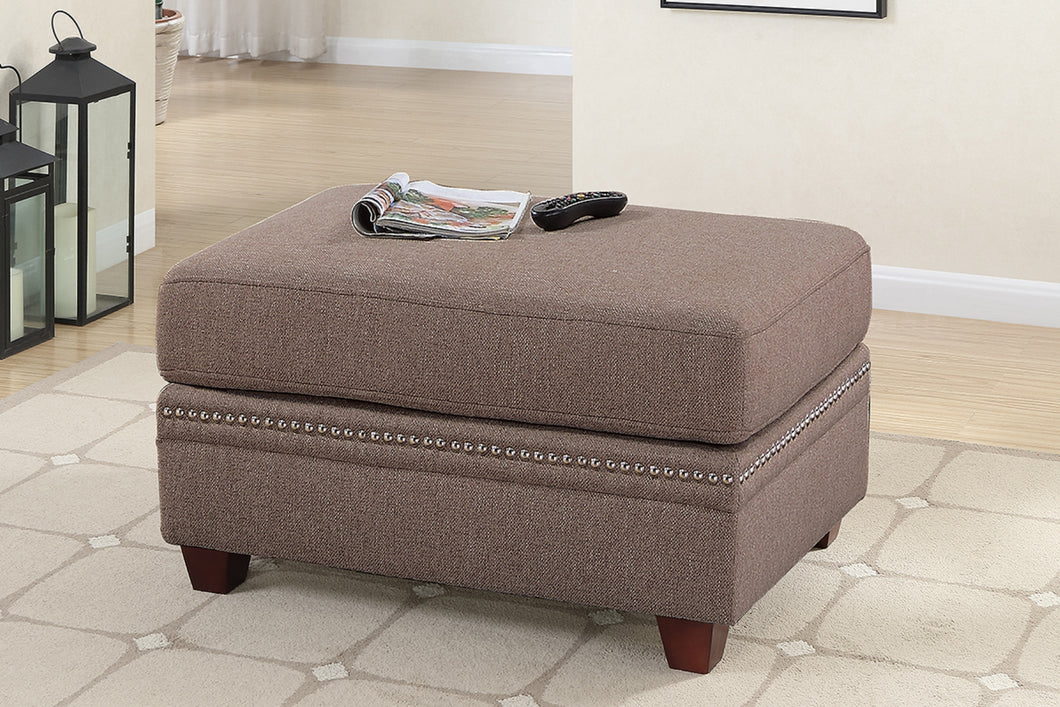 Cocktail Ottoman Cotton Blended Fabric Coffee Color Nailheads Ottomans